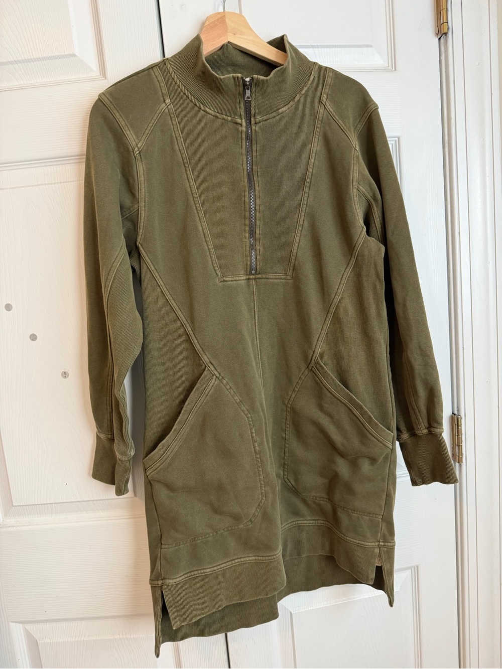 Anthropologie Daily Practice Women’s Medium  Olive Green Sweatshirt Dress